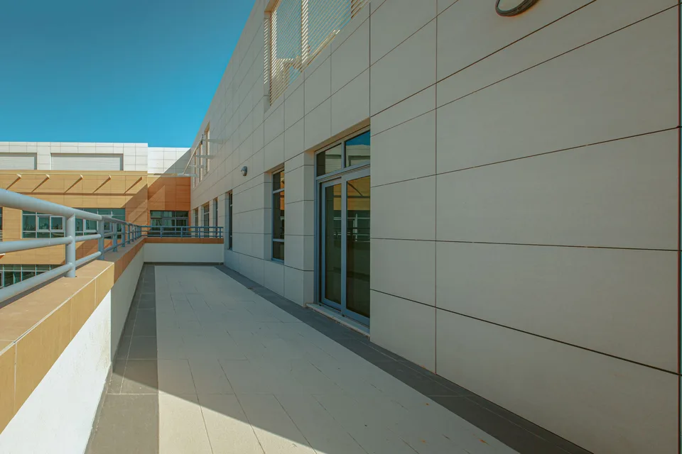 Sliding glass doorway opening onto a balcony
